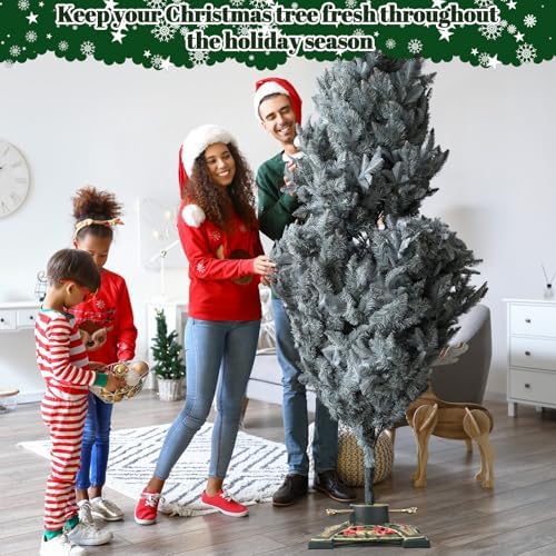 Cinnvoice Cast Iron Christmas Tree Stand for Real Live Trees, Green