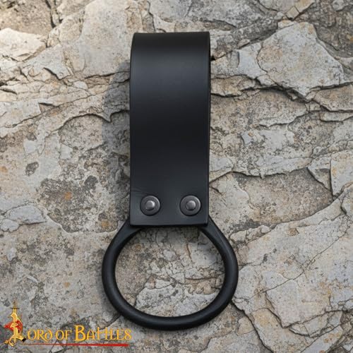 Lord of Battles Medieval Genuine Leather Axe Frog | Axe Holster with Belt Loop | Waist Holder for Axes, Tools - color: Black