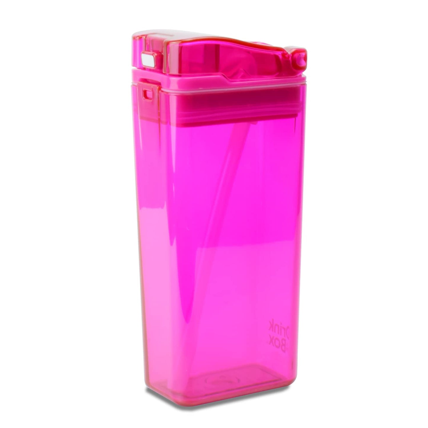 Precidio Design Drink in the Box Eco-Friendly Reusable Juice Box Container, 12 ounce, Pink