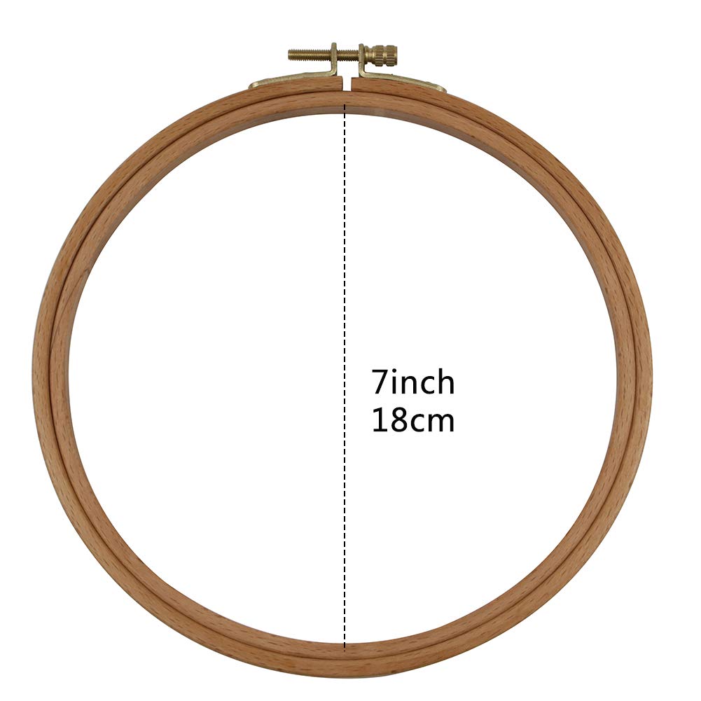 2 Pack 7 Inch Embroidery Hoop, Guofa 18CM Beech Wood Cross Stitch Hoops, Decorative Hanging Embroidery Frame for Needlepoint Sewing Project