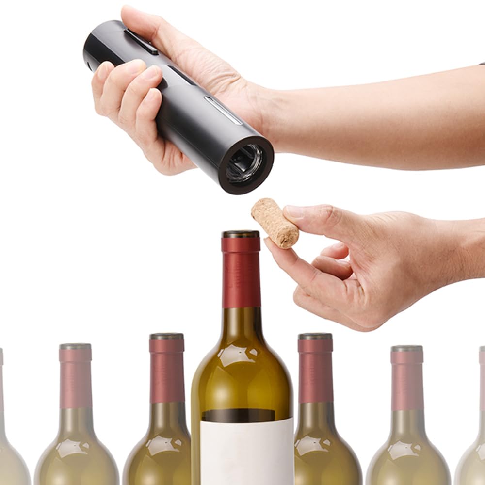 COKUNST Electric Wine Opener, Battery Operated Wine Bottle Openers with Foil Cutter, One-click Button Corkscrew Remover for Home Kitchen Party Wedding