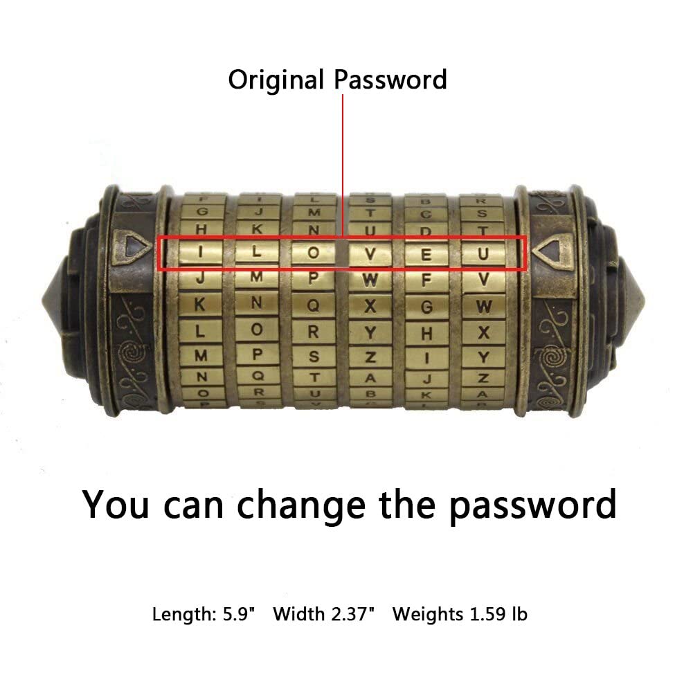 yofit Da Vinci Code Mini Cryptex Lock Puzzle Box - Valentine's Day Gift with Hidden Compartments for Notes, Jewelry, Rings & Money, Romantic Anniversary Birthday Gifts for Her, Girlfriend, Women & Men