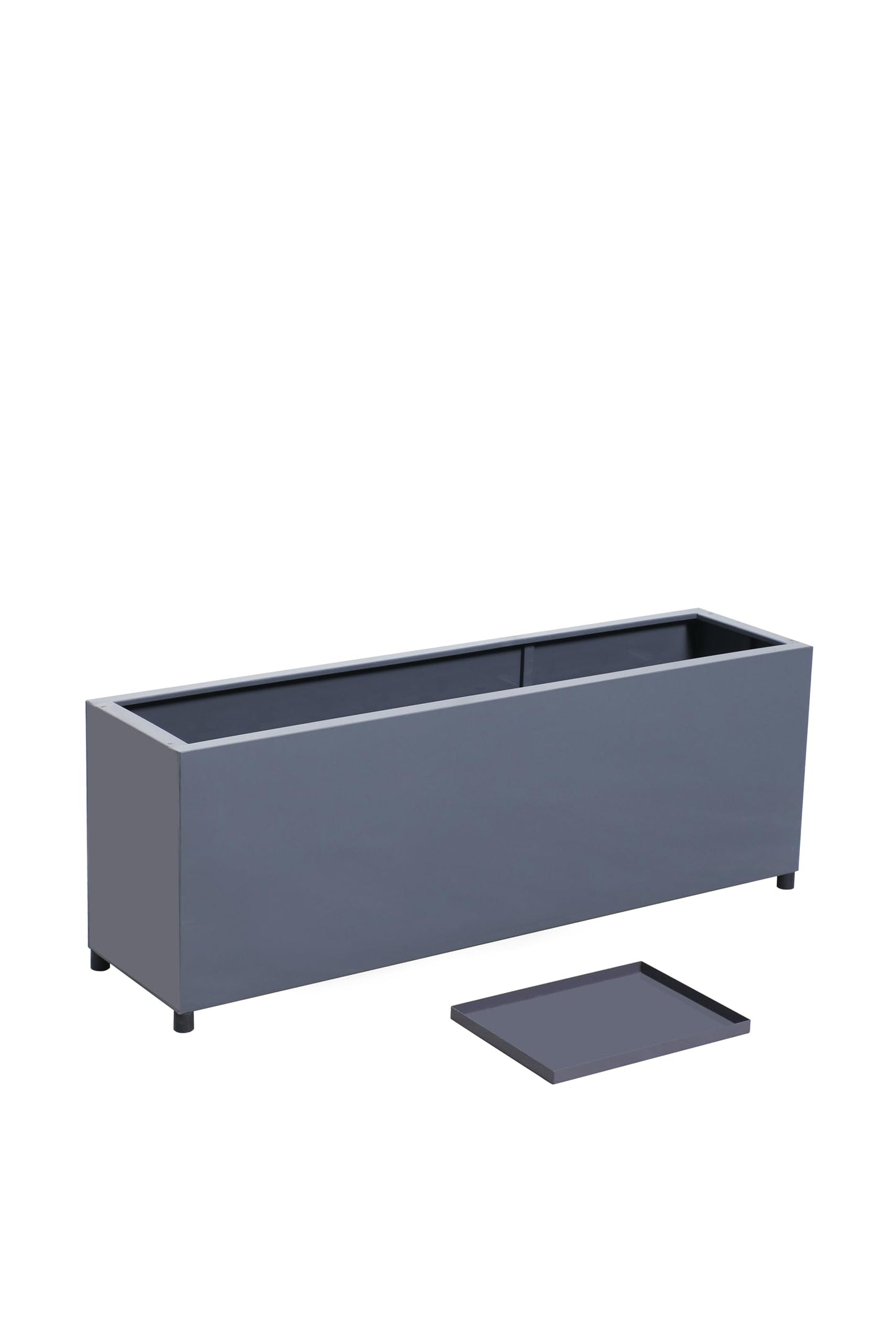 AGPL Multiprupose Stainless Steel Flower Pot Rectangular Solid Base Planter (Gray)