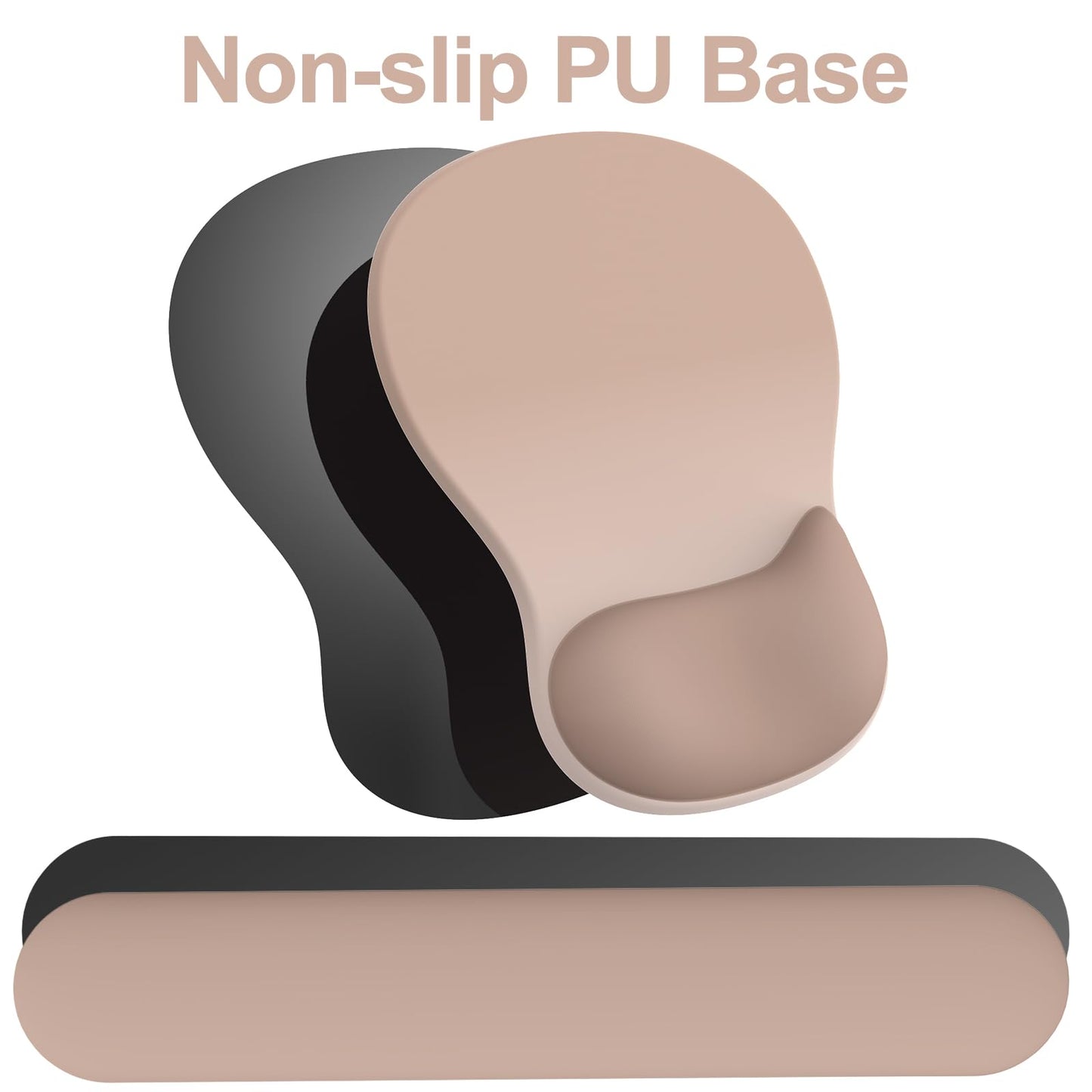 Ergonomic Mouse Pad with Wrist Rest and Keyboard Wrist Rest, Gel Mousepad and Wrist Rest for Computer Keyboard, Pain Relief, Non-Slip PU Base, Mouse Pad with Wrist Support for Gaming, Office, Brown