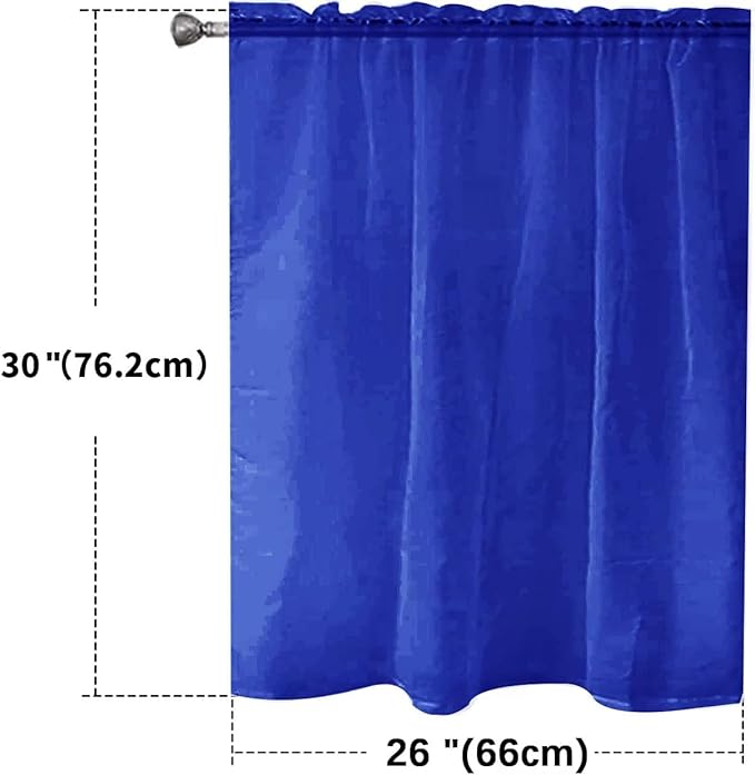 SpaceDresser Basic Rod Pocket Sheer Voile Window Curtain Panels Blue Sapphire 1 Pair 2 Panels 26 Width 30 Inch Long for Kitchen Bedroom Children Living Room Yard（Blue Sapphire，26Wx 30L）