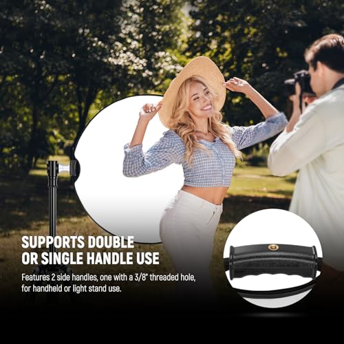 NEEWER 22"/56cm Light Reflector with Handle Grip with 3/8" Thread, 5 in 1 Collapsible Disc Light Diffuser Translucent/Silver/Gold/White/Black for Photography Lighting, Outdoor Lighting, RF-56II - style: 56cm