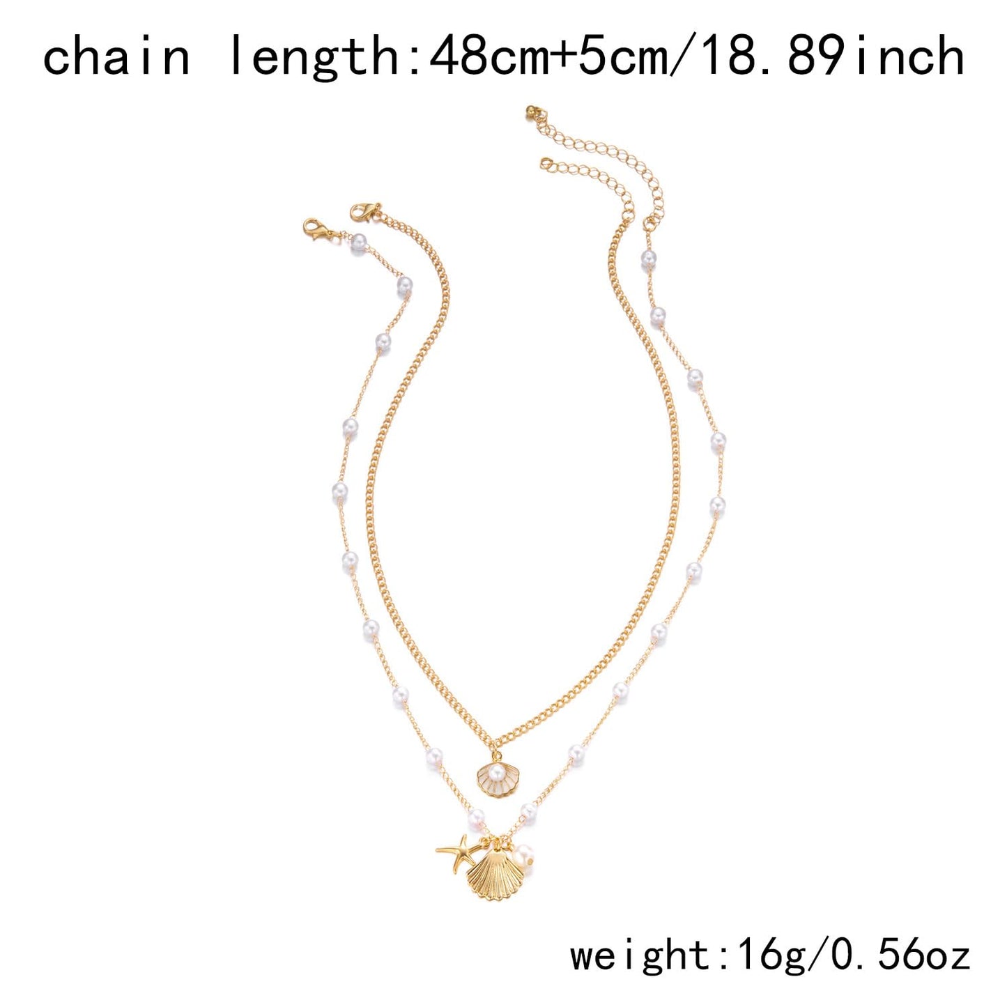 Cicod Starfish Necklace Gold SeaShell Charm Necklaces Boho Layered Conch Turtles Sea Shell Necklaces Summer Beach Jewelry for Women (White)