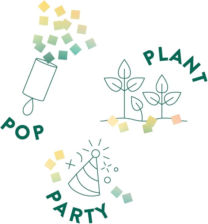 Modern Sprout Seed Confetti Poppers with Flower Seeds - Party Favors for Outdoor Wedding Birthday & Parties - Non-Toxic Plastic-Free & Pollinator Safe Plantable Seed Paper - Pink Yippee (Pack of 12)