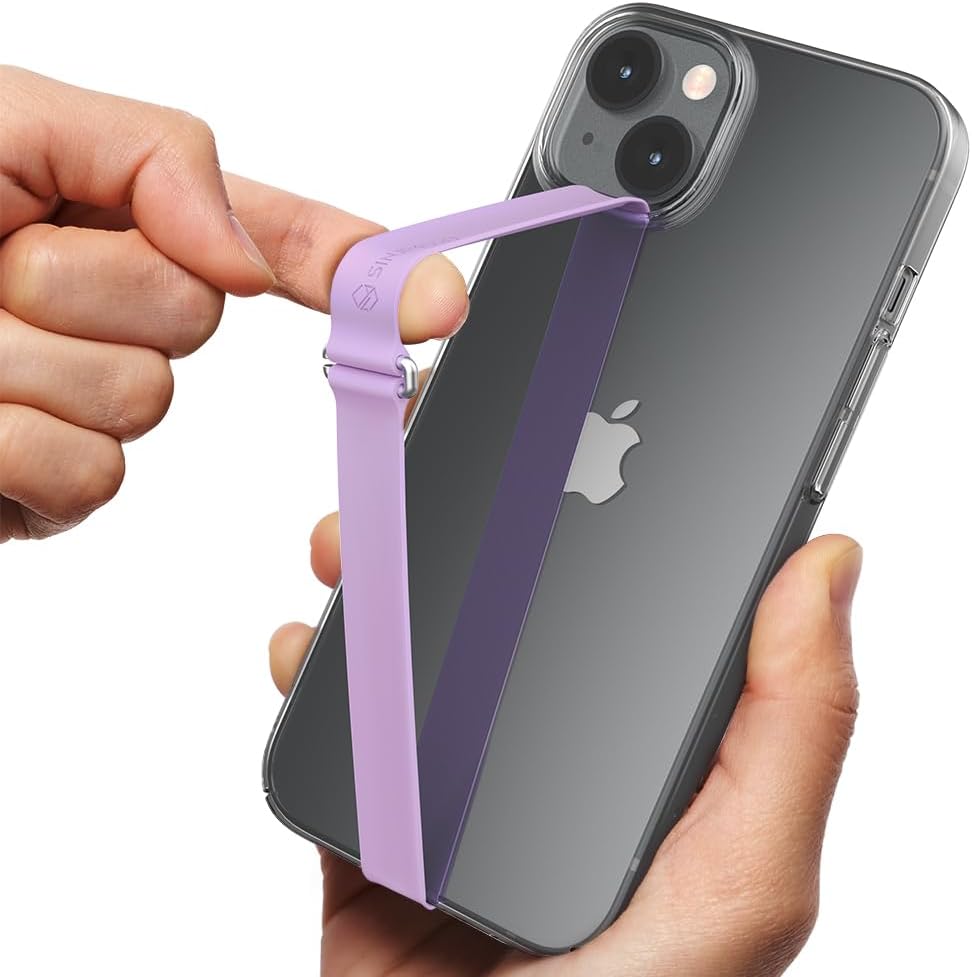 Sinjimoru C-Shaped Clip Finger Phone Grip, Silicone Loop for iPhone Case & Samsung. Lavender 210