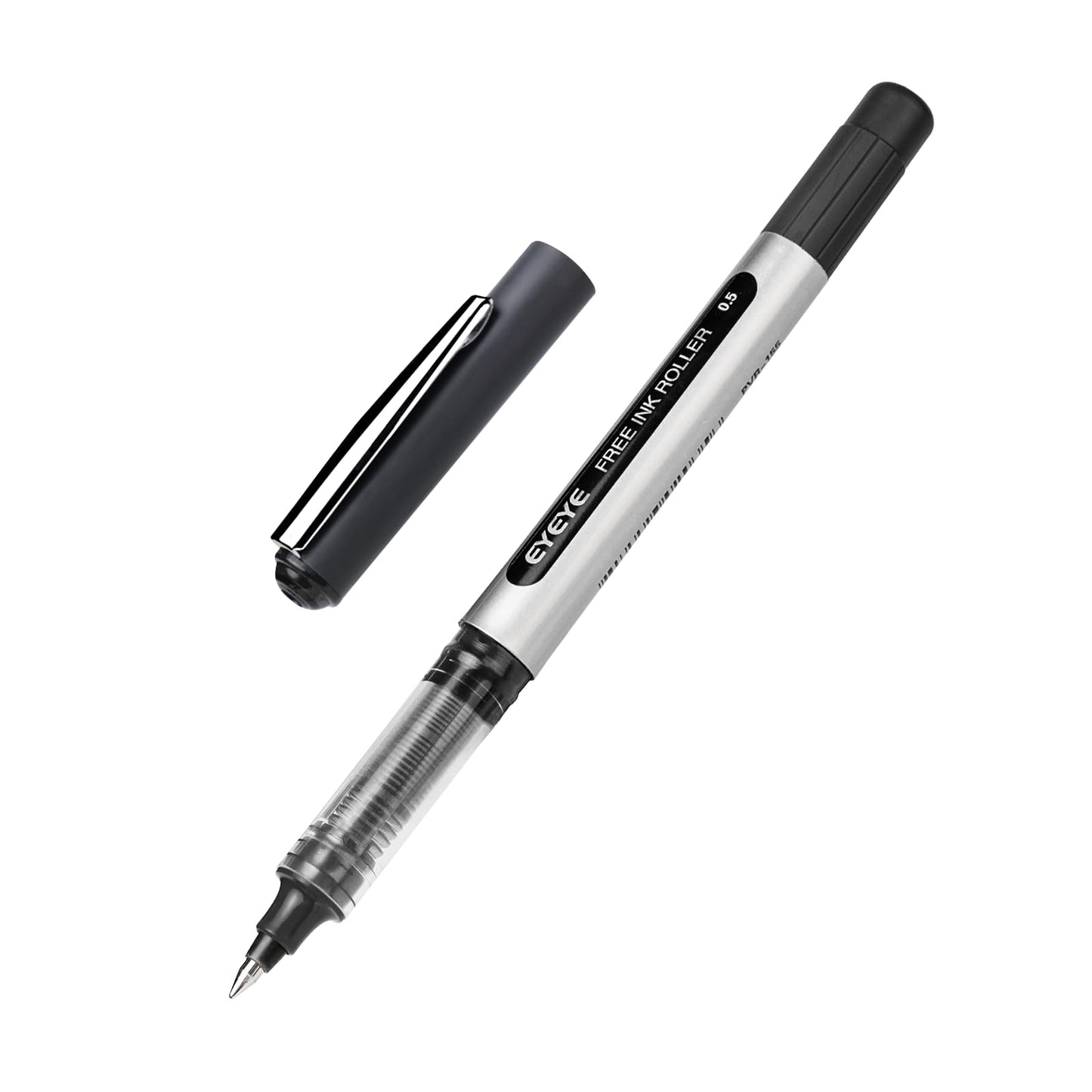 EYEYE 0.5mm Black Rollerball Pens 25 Pack, Extra Fine Point Roller Ball Pen Quick Dry, Liquid Ink Pens Fine Point Smooth Writing Pen for Journaling, Note Taking, Office, School Supplies