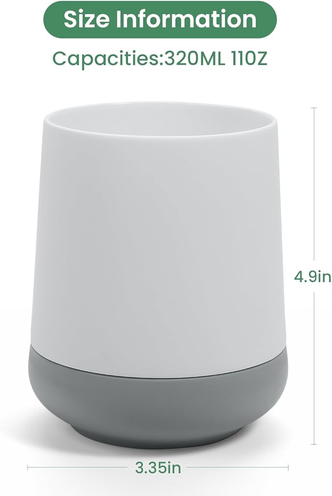 White Toothbrush Holders for bathrooms with Silicon Boot, Modern Tooth Brushing and Toothpaste Holder Cup for Bathroom Organizer (White)