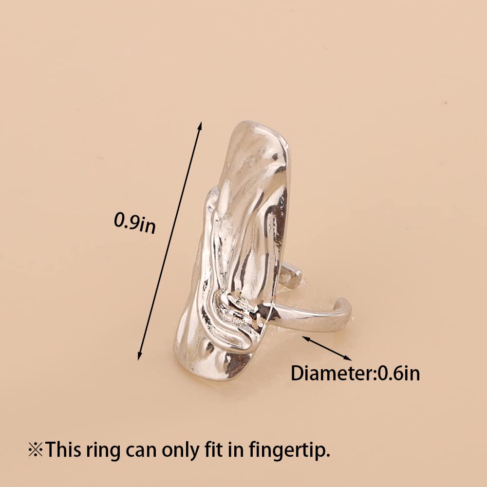 Rumtock 4pcs Punk Silver Fingertip Protective Nail Rings Set with Knuckle Chain Ring Manicure Jewelry for Women Gilrs