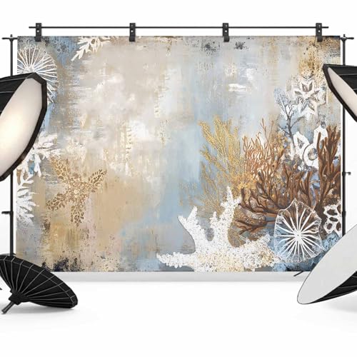 Retro Ocean Coral Backdrop for Photography, Marine Life Starfish Watercolor Photo Backdrop Portrait Background Party Banner Photo Backgrounds for Studio Booth Props, 10x8ft - color: Brown, size: 10x8FT