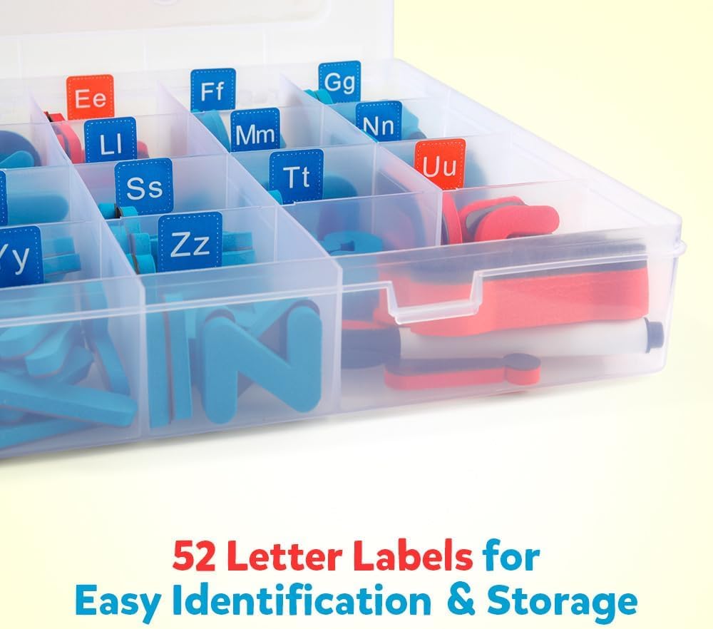 VoSinrly Magnetic Letters 234Pcs with Magnetic Board and Storage Box - Foam Alphabet Letters for Kids Spelling and Learning