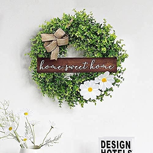 Artificial Christmas Garland Artificial Wreath Christmas Decorations Wreath Xmas Ornament Christmas Wreath Artificial Eucalyptus Leaves Wreath with Wooden Front Door CHRI