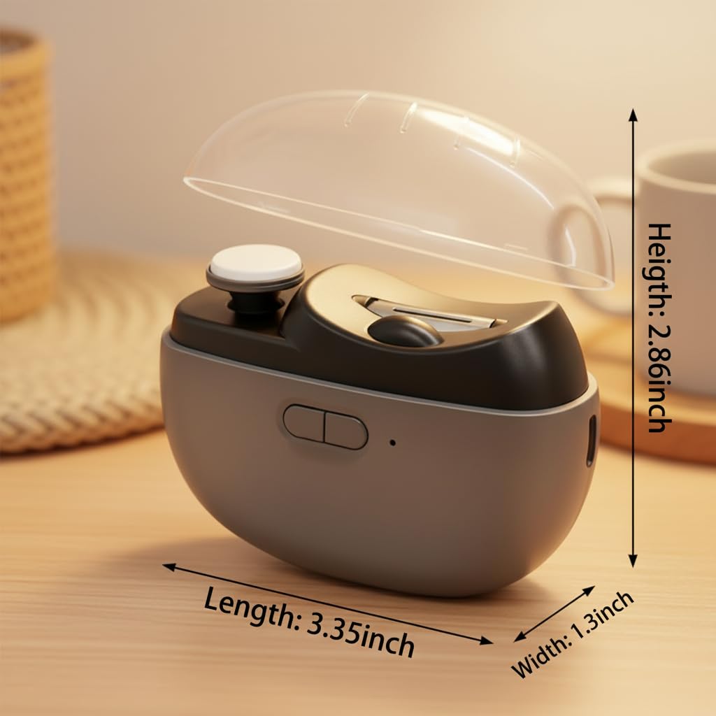 Electric Nail Clipper - 3 in 1 Upgraded Smart Trimming & Polishing Nail Clipper with 2 Adjustable Speeds, LED Light & Chip Collecting Box, Suitable for Children, Elderly（Gray）