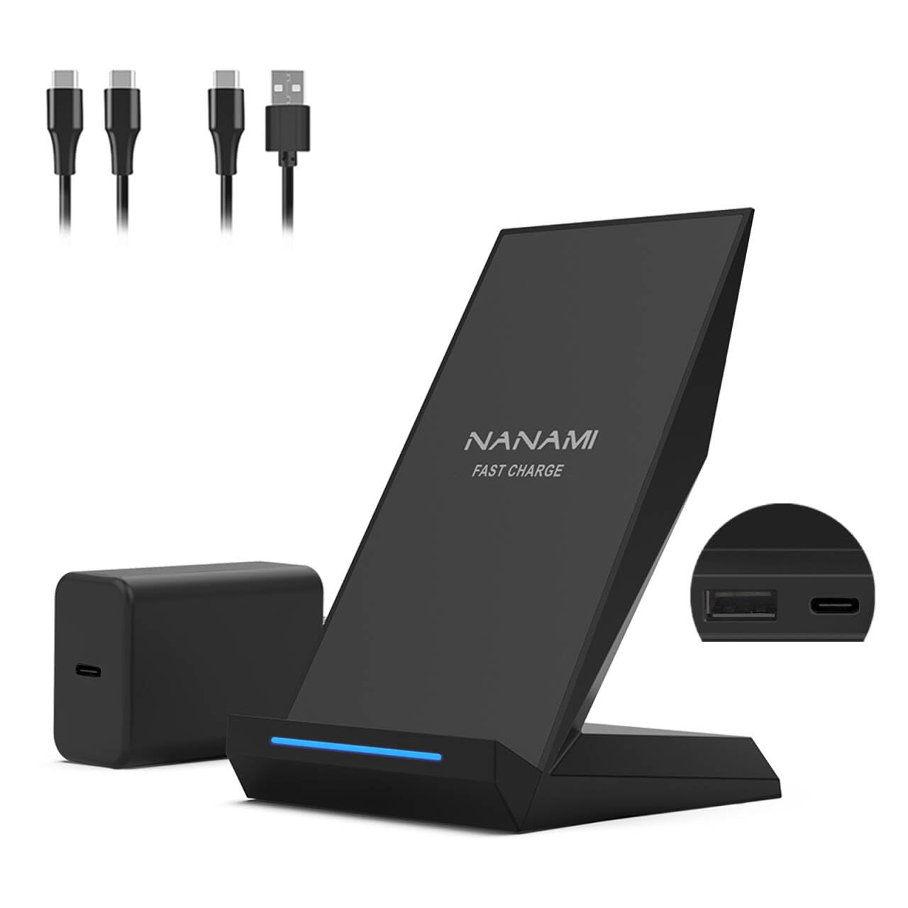 Fast Wireless Charging Stand, Equipped with PD 30W Adapter, High Speed Universal Charger with Extra USB-A Port Compatible with iPhone 17/16/15/14/13/12/11, for Samsung Galaxy S26/S25/S24/S23/S22