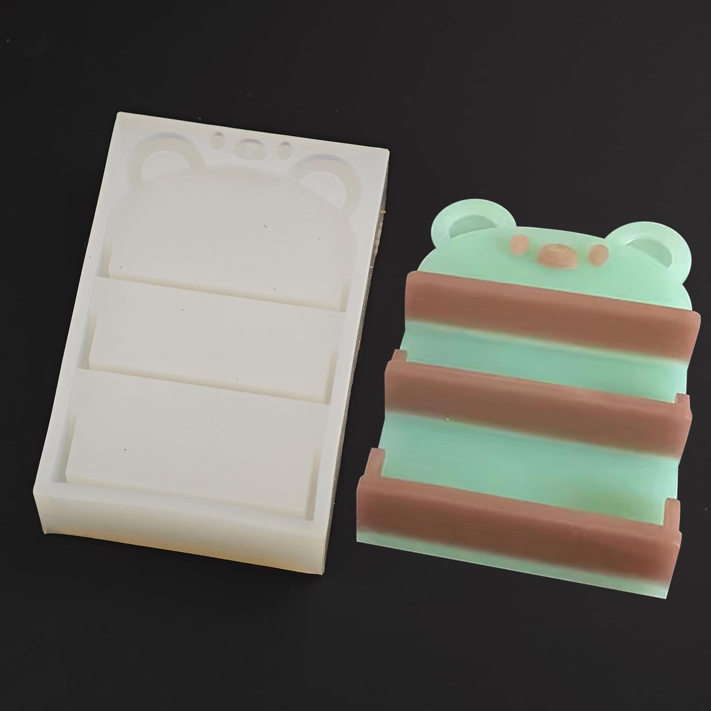 Mini Bear Display Shelf Shape Resin Silicone Molds 3D Simulation Bookshelf Epoxy Casting Molds for DIY Micro Resin Dollhouse Kitchen Tiny Things Display Decor
