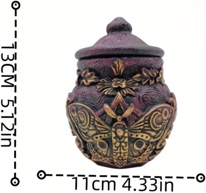 Magic Gothic Jars Vase Statue-Enchanting Purple Butterfly Figure Bottle Vintage Decor Gift for Wizard and Witch Costume Props