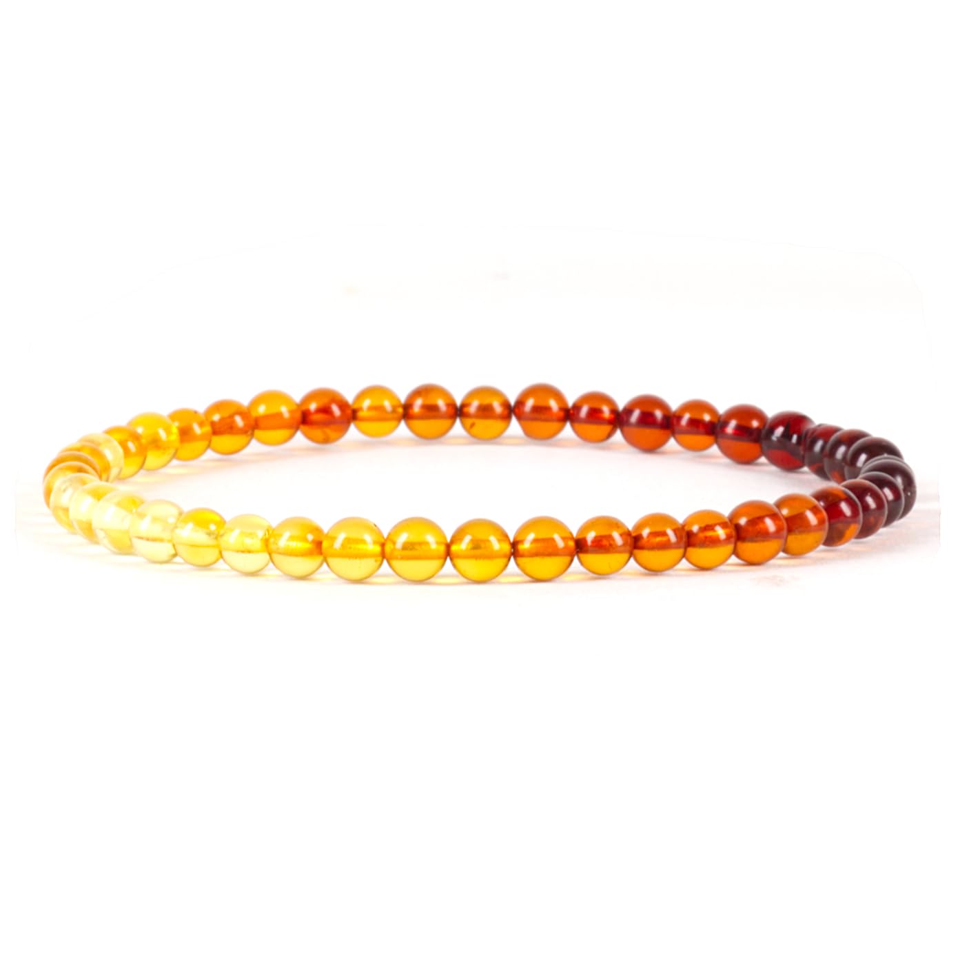 Cherry Tree Collection - Small, Medium, Large Sizes - Gemstone Beaded Bracelets For Women and Men - 4mm Round Beads (Amber-Ombre, Medium)