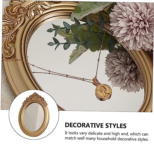 Retro Mirror Adornment Gold Trim Mirror Tray Perfect for Photography Props and