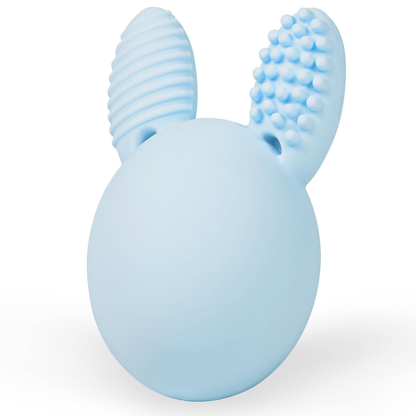 Bunny Eggy Teether Baby Teething Toy Rabbit Egg Rattle Toy Teething Pain Relief for Babies Boys Girls - Blue