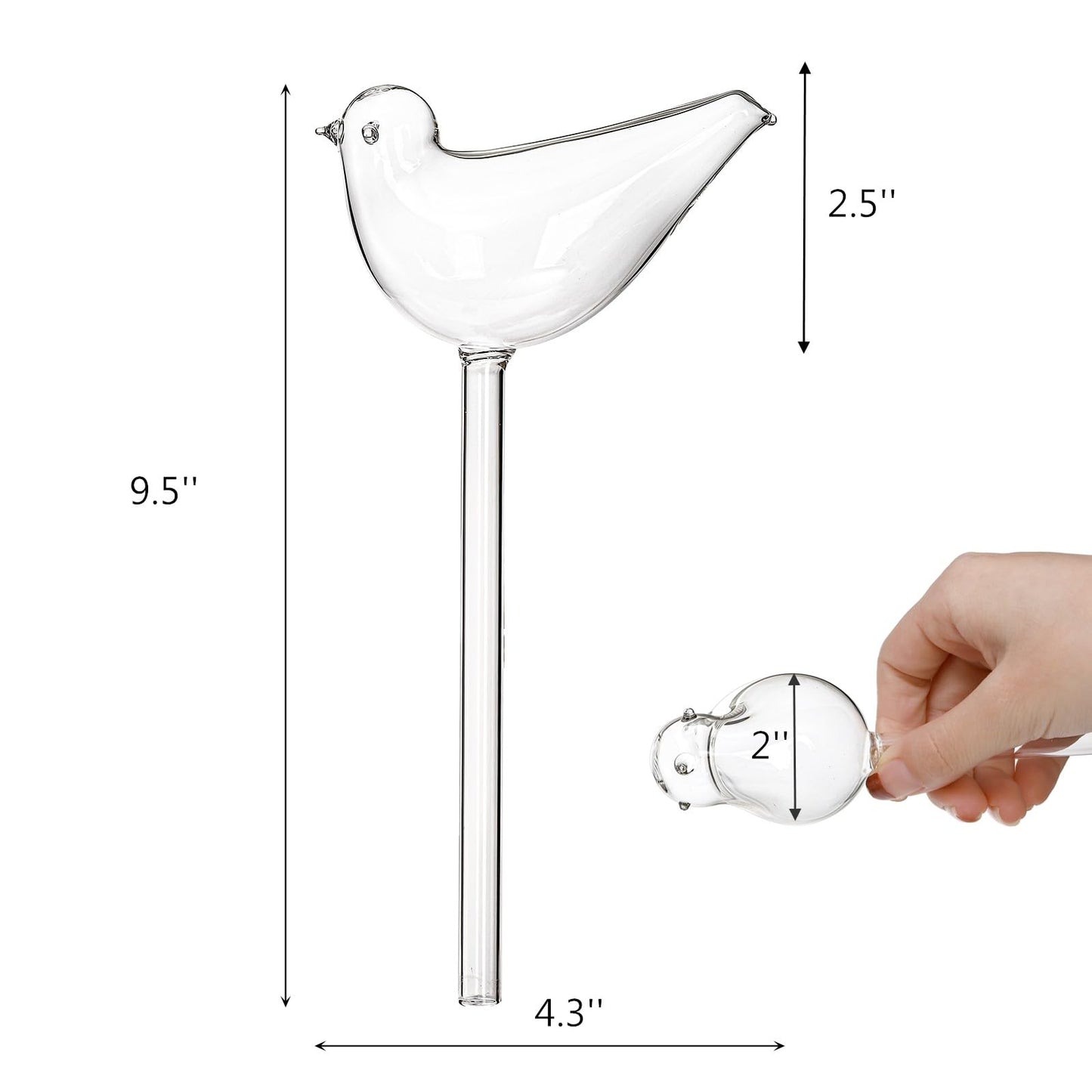 Tebery 4 Pack Plant Waterer Automatic Self Watering Globes, Bird Shape Design Hand Blown Glass Plant Watering Bulbs Garden Water Device