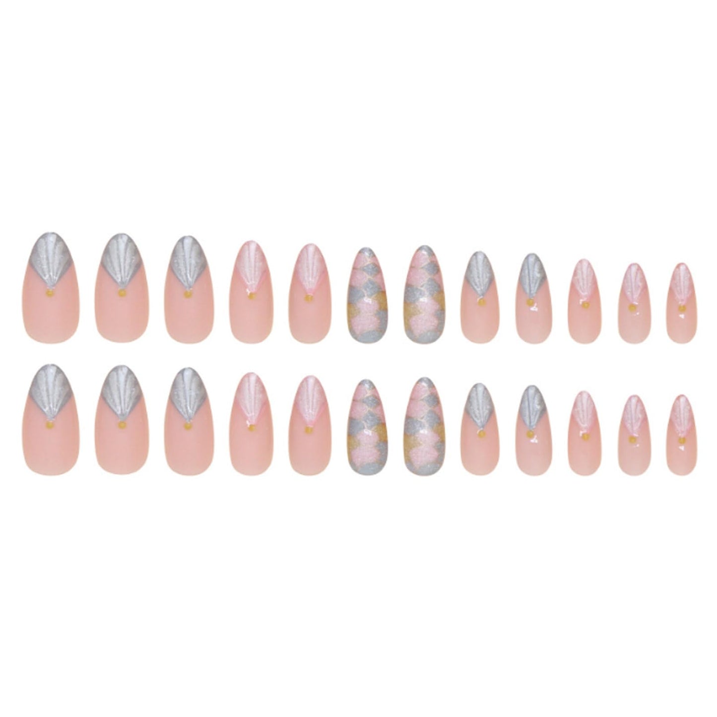 Hkanlre Almond Fake Nude Nails Tips Full Cover False Medium Nails Summer Flower Press on Nails for Women 24PCS