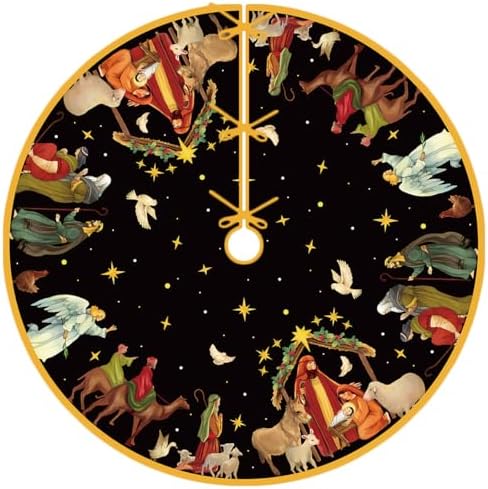 Christmas Tree Skirt 48 Inch Nativity Decorations for Home
