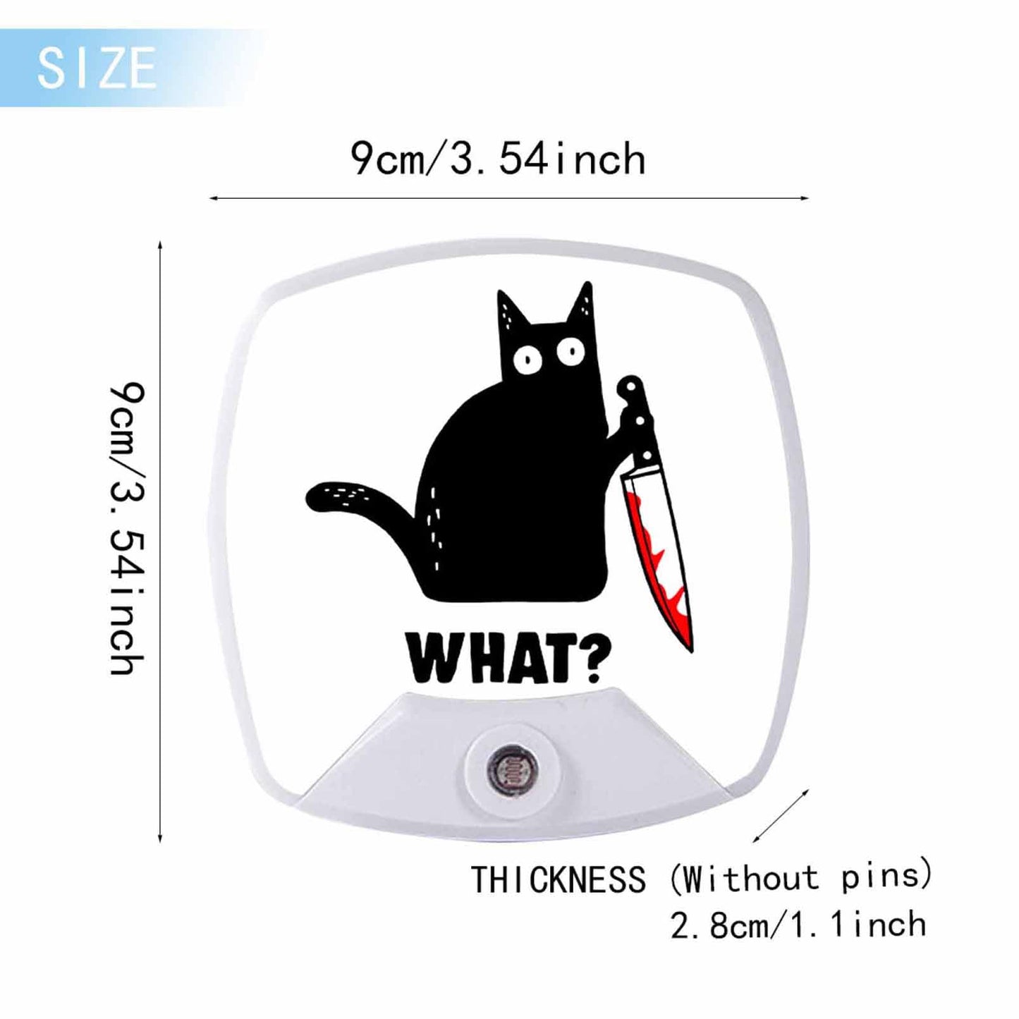 Chrobak LED Night Light,Black Cat and Knife What LED Night Light Plug into Wall with Dusk to Dawn Light Sensor White Energy Efficient Nightlight for Bedroom Bathroom Hallway Living Room Kitchen