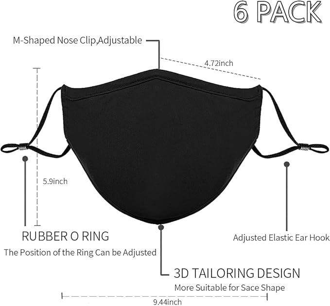 Black Reusable Breathable Cloth Face Protection，Adjustable Washable Male and Women Fashion Face Protection Cover
