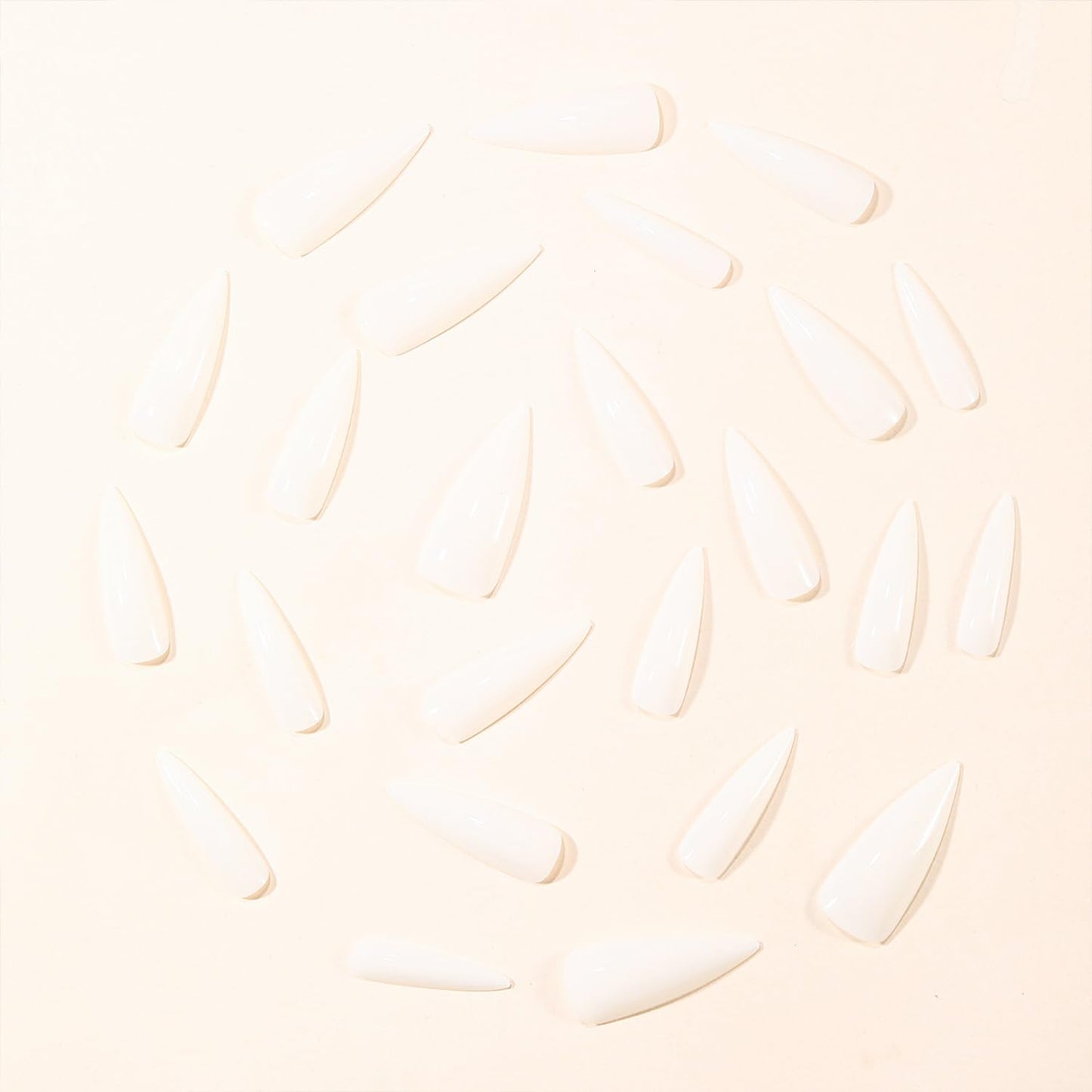White Solid Color Press on Nails Extra Long Stilettos Fake Nails Glossy Full Cover Glue on Nail for Women