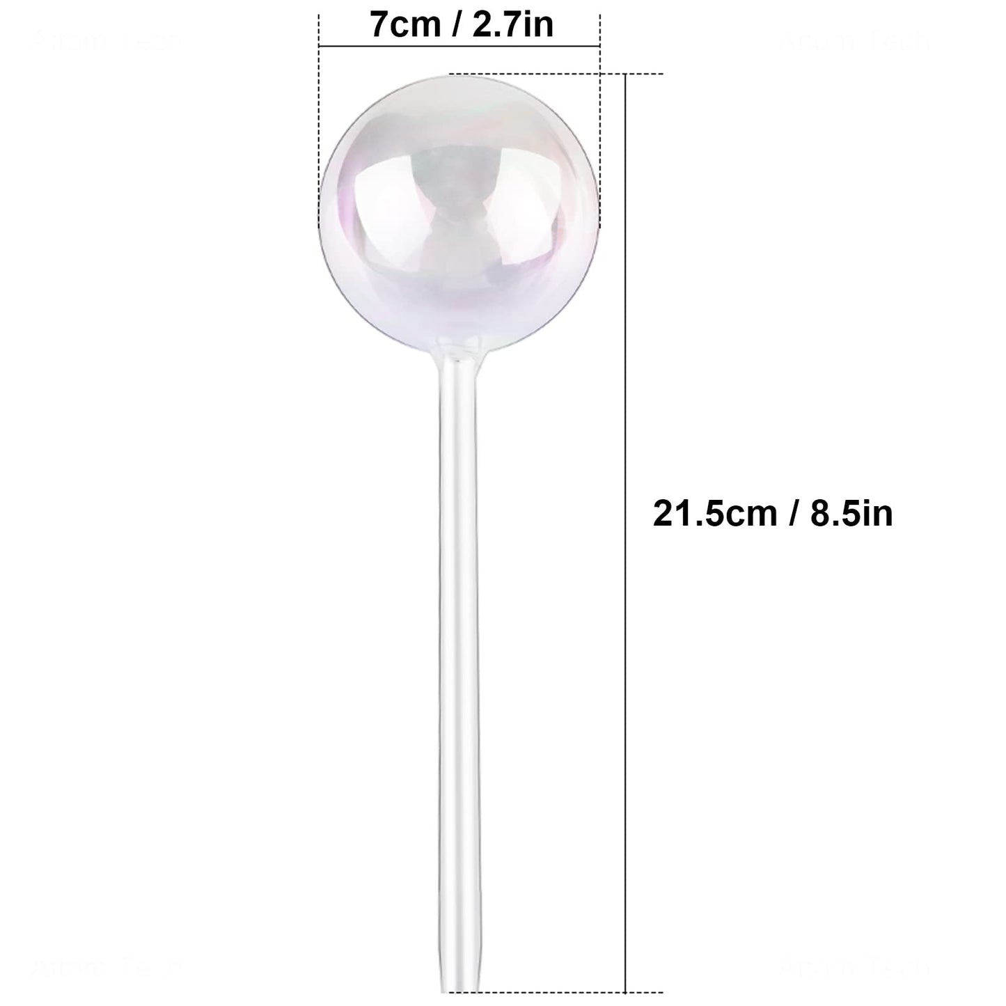Tomorotec [3PCS] Light Iridescent Rainbow Gradient Color Clear Glass Self-Watering System Spikes, Automatic Plant Waterer Bulbs