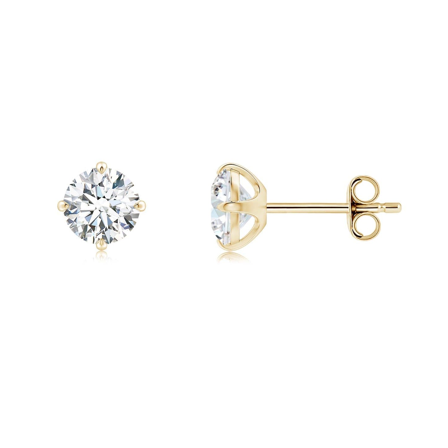 Certified Round Lab-Grown Diamond Solitaire Stud Earrings 14K Solid Gold (0.5 carat, 4.1mm, Color-H, Clarity-SI2)