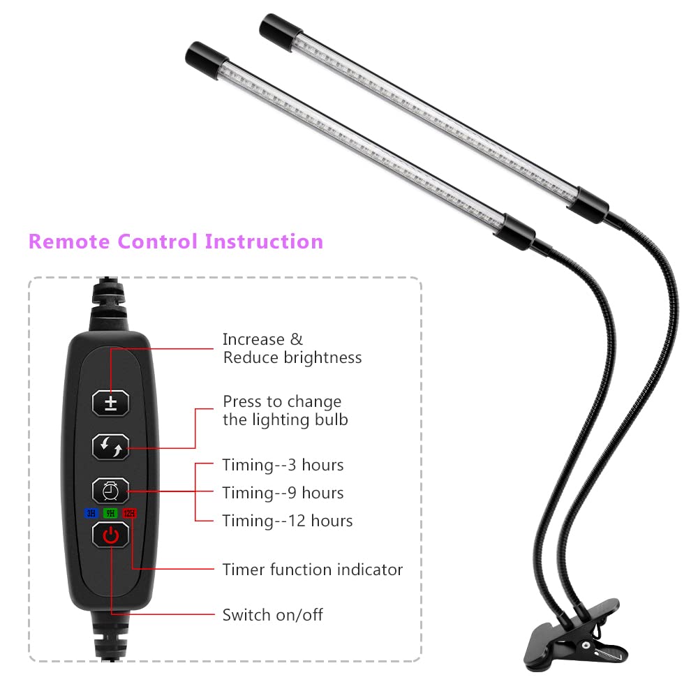 YGS-Tech LED Black Light Dual Head, 20W UV Light Fixture with Clamp, 395-405nm UV Gooseneck Lamp USB Powered for Blacklight Party, Stage Lighting, Resin Cure, 3D Print, Glow in The Dark