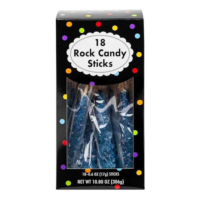 Amusemints Rock Candy Individually Wrapped Sticks (Royal Blue) - 18 PC Box - Colorful Hard Candy, Perfect for Parties, Gifting & Nostalgic Treats