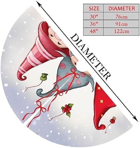 Christmas Gnome Winter Snowman Christmas Tree Skirts 30", Xmas Tree Cloth Mats Trees Skirts for Decor Gift, Home Decoration