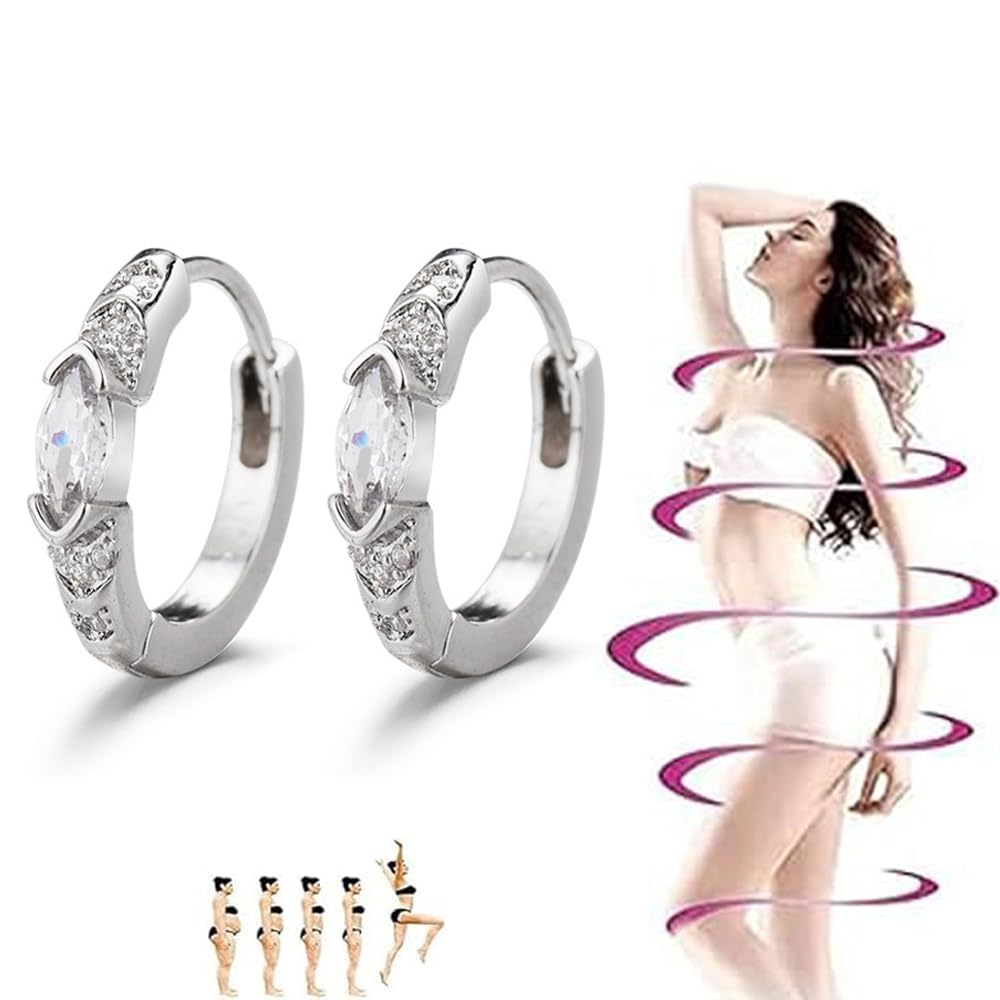 Lymphatic Drainage Slimming Hoop Earrings, Titanium Ion Lymphvity Germanium Earring Acupuncture Therapy Hoop Moissanite Earrings Jewelry for Women Men (silver)