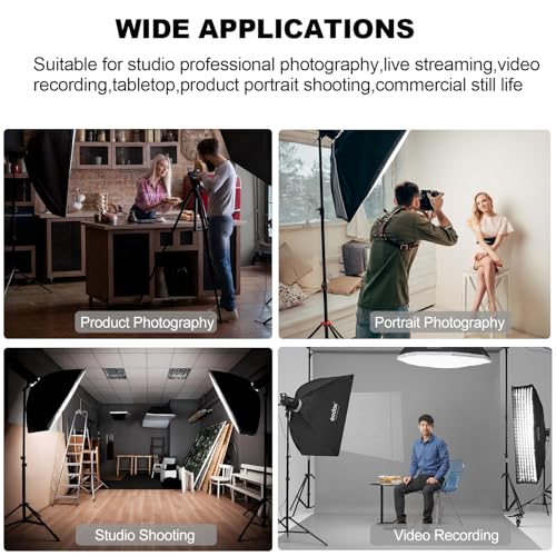 2pcs Godox MS300 Studio Flash Kit for Photography Lighting,600W Professional Bowens Mount Strobe Flash Monolight with Softbox,Trigger,Stands,Umbrellas,Reflectors for Photo Product Portrait Shooting