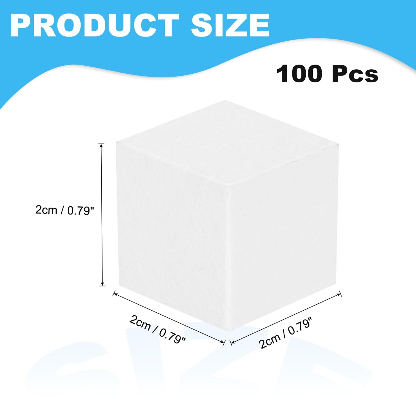 MECCANIXITY Crafts Wooden Cube 100 Pcs 2cm Square White Natural Solid Wood Crafts Blocks for DIY Projects, Puzzle Making, Letters, and Stamps for Home Decoration