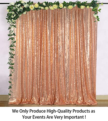 ShinyBeauty Rose Gold Sequin Backdrop 7FTx7FT Photo Booth Backdrops Wedding Curtains Rose-Golden Sequin Fabric Backdrop Glitter Drapes for Baby Party Birthday Background - color: Rose Gold, size: 7FTx7FT