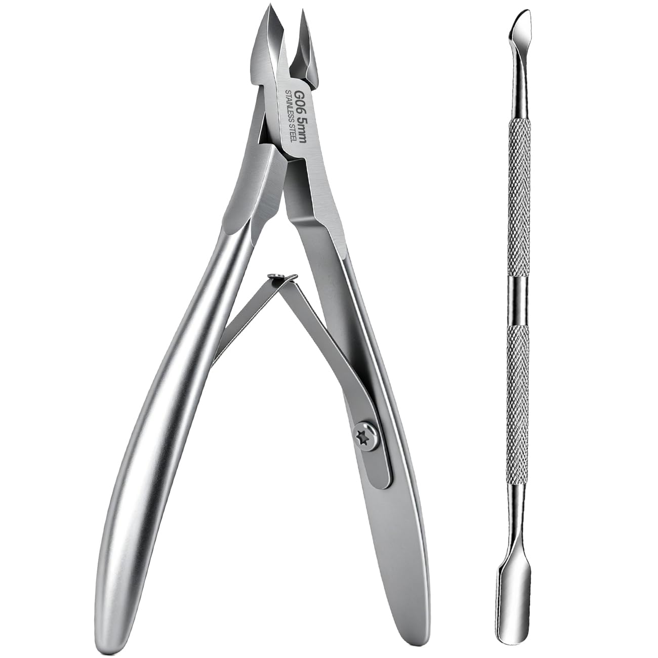 Professional Cuticle Trimmer Set – Includes Cuticle Nippers & Pusher, Stainless Steel Nippers for Manicure Pedicure, Nail Cuticle Clippers for Fingernails & Toenails, Perfect for Salon & Home Use