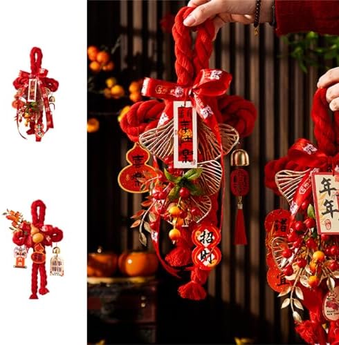 Handcrafted Cotton Thread Chinese Knot Ornament New Year Pendant for Holiday Parties and Gifting Easy Install Cotton Knot Wall Pendant with Hook for Holiday Parties Social