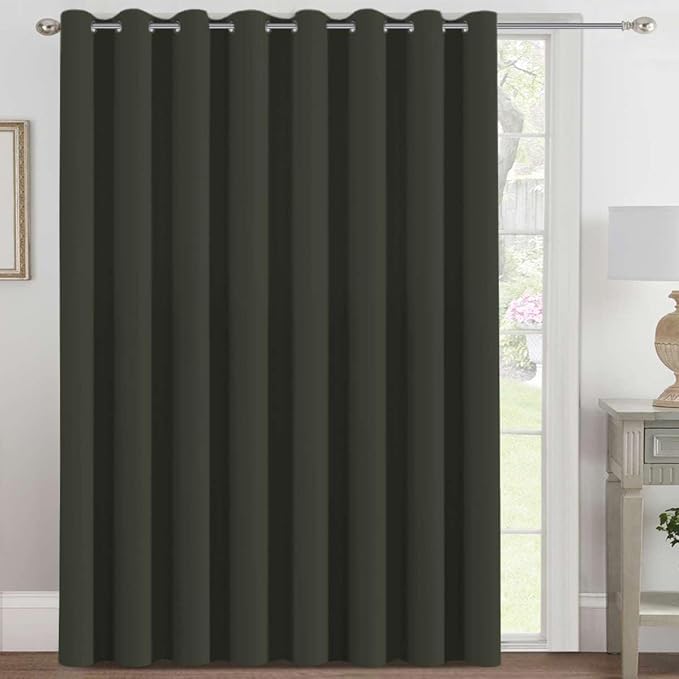 H.VERSAILTEX Blackout Patio Curtains 100 x 84 Inches for Sliding Door Extral Wide Blackout Curtain Panels Thermal Insulated Room Divider - Grommet Top, 7' Tall by 8.5' Wide - Olive
