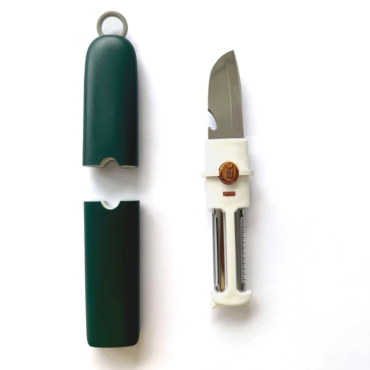 Maeluo 5-in-1 Small Cutting Board Set, Multifunctional Travel Stainless Steel Fruit Knife with Cover, Outdoor Portable Peeling Fruit Potato Peeler for Travel, Camping, Kitchen (Orange)