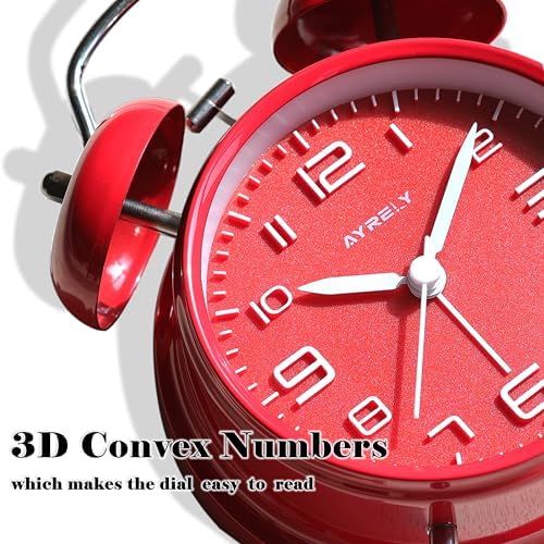 AYRELY?? Super Loud Alarm Clock for Heavy Sleepers Adults, Metal 4.5 Inches