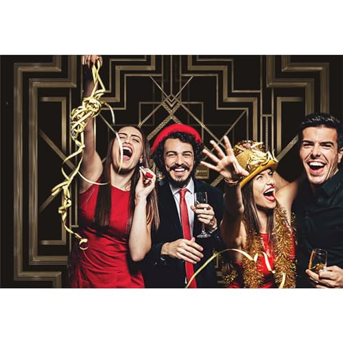 12x10ft Theme Backdrops for Photography Black and Golden Retro Texture Background Luxury Party Crazy Carnival Happy Birthday Party Portrait Booth Photo Studio Video Shooting Prop - size: 12x10ft