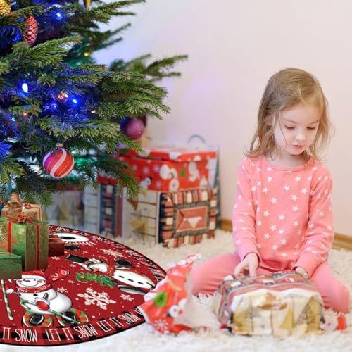 Christmas Tree Skirt 48 Inch Winter Xmas Snowman Home Party Decor