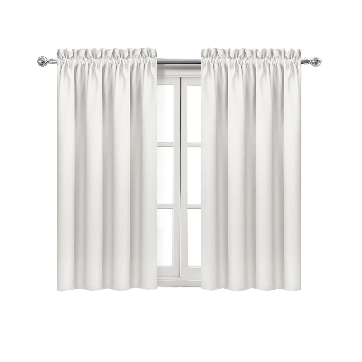 Blackout Curtains for Bedroom Living Room 42 x 45 Inch Long Ivory (2 Count)