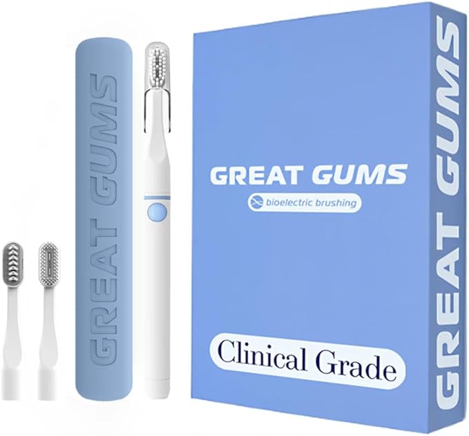 Bioelectric Orthodontic Toothbrush for Braces Care - Non Vibrating Dental Care Kit - Rechargeable Extra Soft Toothbrush for Sensitive Gums - Periodontal Oral Hygiene - 3 Brush Heads & Case